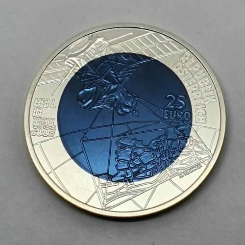 RARE | 2003 | Niobium in Center of Silver | 25 Euro 700th Anniversary of Hall in Tirol | High Value!