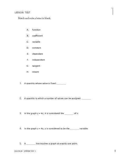 Calculus - Test Book - MATH-U-SEE
