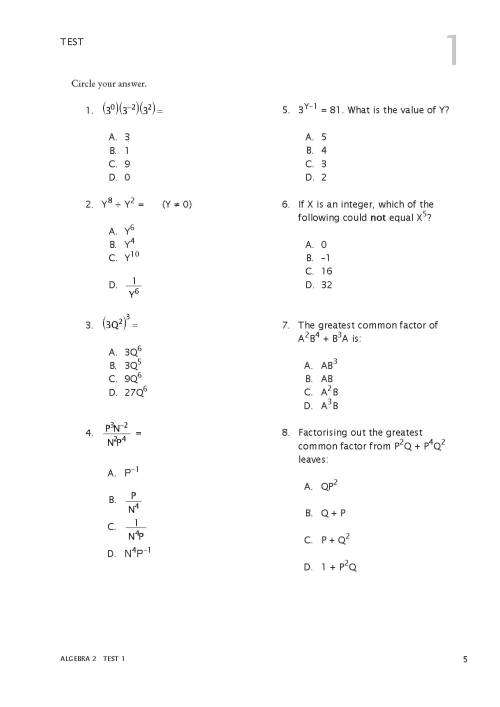 RSA Algebra 2 - Test Book - MATH-U-SEE