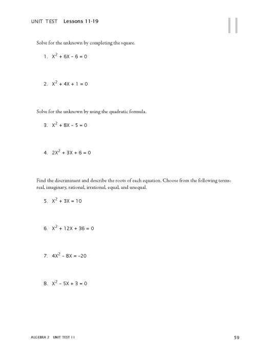 RSA Algebra 2 - Test Book - MATH-U-SEE