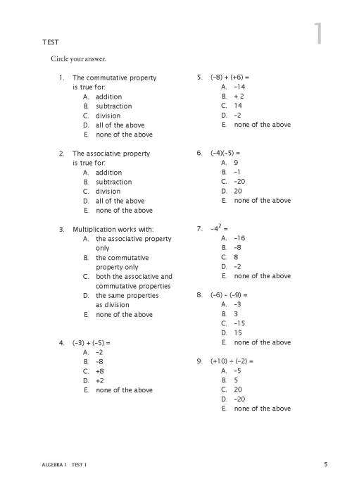 RSA Algebra 1 - Test Book - MATH-U-SEE