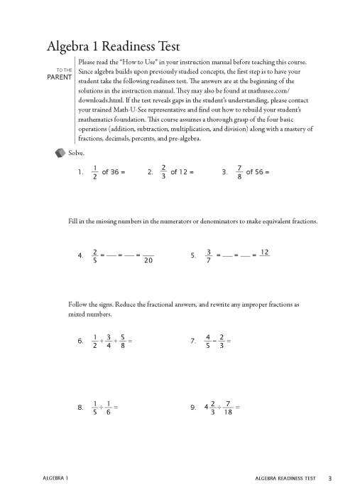 RSA Algebra 1 - Student Workbook MATH-U-SEE - MUS-ALG1-S