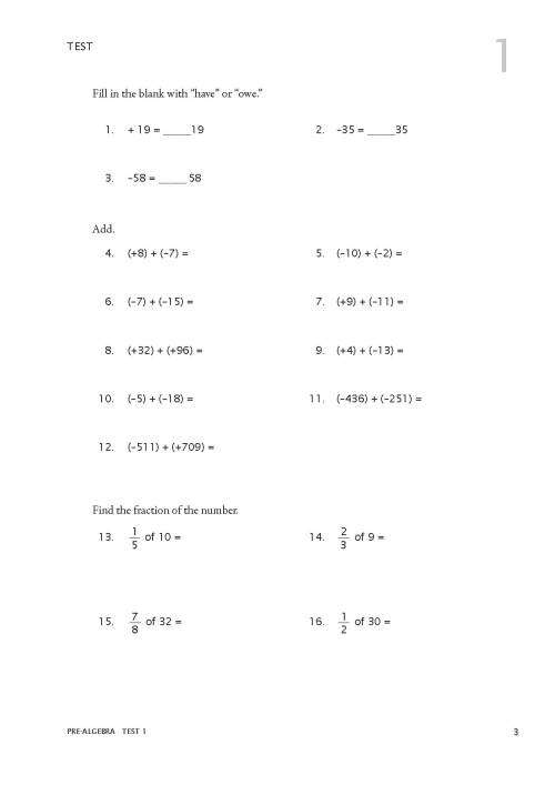 RSA Pre-Algebra - Test Book MATH-U-SEE