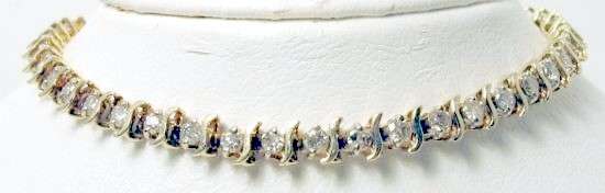 VTG 1.00 CTS. REAL DIAMOND SOLID GOLD S LINK TENNIS BRACELET! GORGEOUS - R1/NO RESERVE