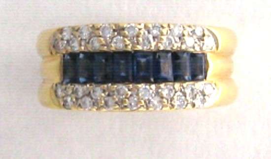 1.50 CTS.  REAL DIAMOND & SAPPHIRE SOLID 18K GOLD RING! GORGEOUS - R1/NO RESERVE