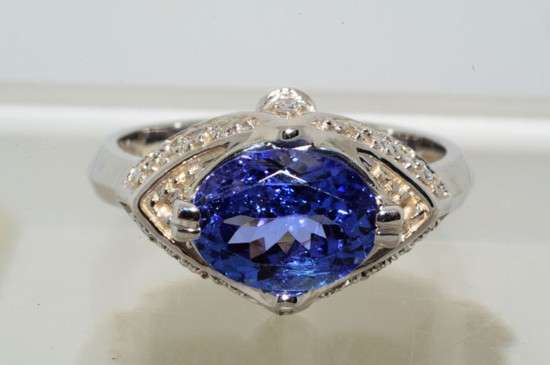 2.24CT "AAA" TANZANITE & DIAMOND SOLID 14K GOLD RING! GORGEOUS - R1/NO RESERVE