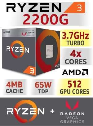 AMD RYZEN 3 2200G Processor with Radeon Vega 8 Graphics (CPU and Cooler)