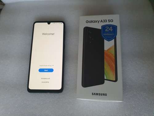Samsung A33 5g 128/6 gig Dual Sim in as new condition with its original box and factory warranty