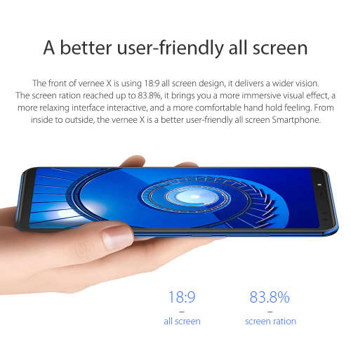 Vernee X 6G RAM 128G ROM 6.0 inch 18:9 Screen Mobile Phone MT6763 Octa core Face ID Cell Phone Four