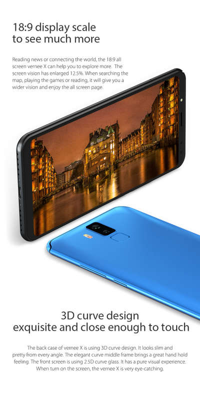 Vernee X 6G RAM 128G ROM 6.0 inch 18:9 Screen Mobile Phone MT6763 Octa core Face ID Cell Phone Four