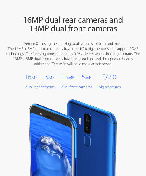 Vernee X 6G RAM 128G ROM 6.0 inch 18:9 Screen Mobile Phone MT6763 Octa core Face ID Cell Phone Four