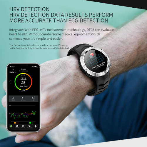 DT08 Round Touch Screen Sport SmartWatch-Silver