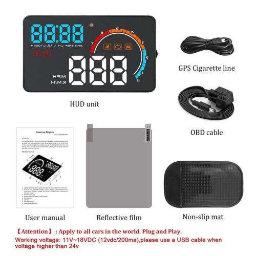 D2500 Car HUD Head Up Display - OBD2 + GPS