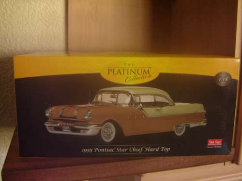 Promotion  ' 55  Pontiac Star Chief Die Cast Model  1/18  Platinum Sun Star New Box-  In Stock