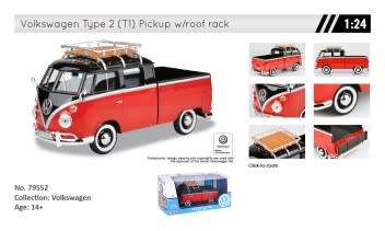 Volkswagen  Kombi Fleetline D/Cab Pickup w Roof Carrier D/Cast Sc 1/24 MOTORMAX