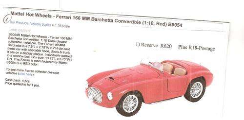 Ferrari 166 MM Barchetta Roadster Scale 1-18 B-New In D-play Box Very Rare