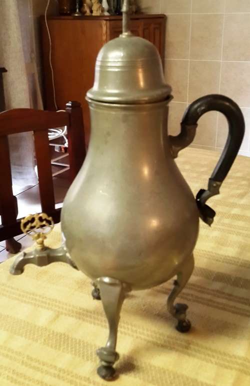 Coffee Pot? Looks like Pewter but can't find markings. unpolished.