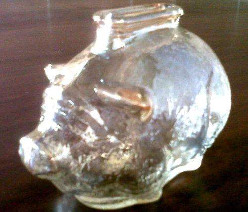 Adorable Glass Piggy Bank.