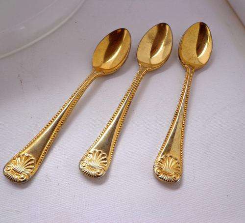 3 GOLD-PLATED   teaspoons !!      (Yes, ALL 3 teaspoons !!)