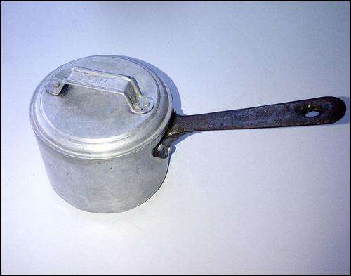 Solid aliminium VINTAGE  Pot With Lid.                                Adorable!