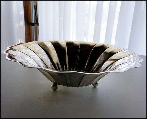 Silver Plated  Bowl on feet. (Dinner Plate size)