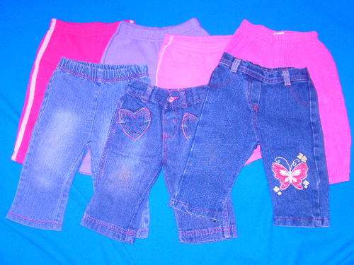 7 X BABY GIRL TROUSERS 6-12MONTHS