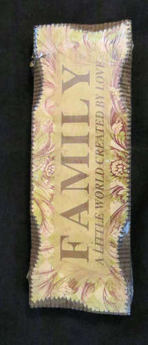 "Family a little world created by love" wooden wall hanging 18 x 6.5cm