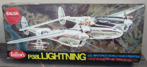 VINTAGE GUILLOWS P38 LIGHTNING KIT - BOXED, SEE BELOW