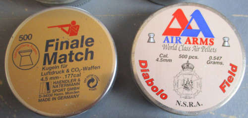 6 X TINS OF AIR RIFLE PELLETS, SOME USED TINS