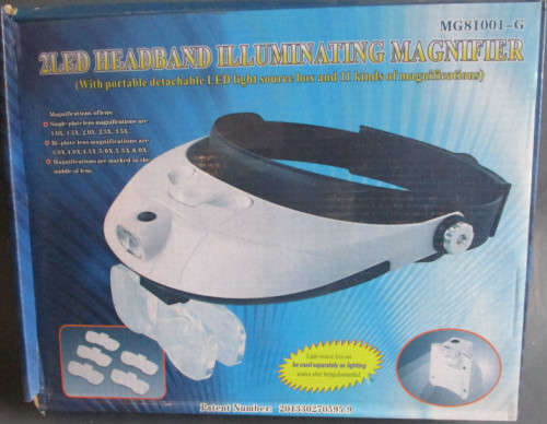 2LED HEADBAND ILLUMINATING MAGNIFIER - BOXED, AS NEW