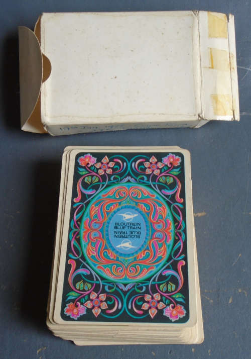 SAR BLUE TRAIN PLAYING CARDS, BOXED, ISSURED TO PASSENGERS FROM 19 JANUARY 1977 TO 27 JANUARY 1977