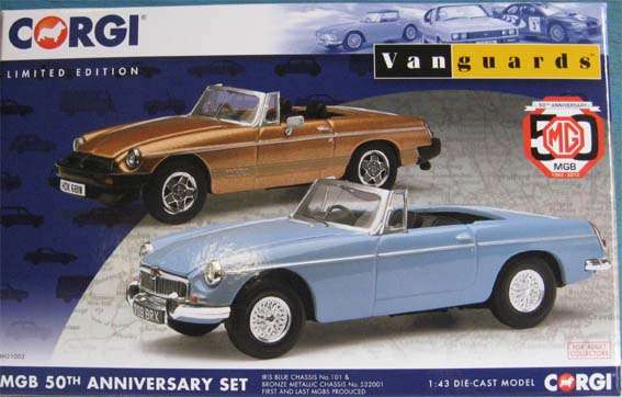 MGB 50th ANNIVERSARY PACK by VANGUARDS in 1/43 SCALE (NEW BOXED)