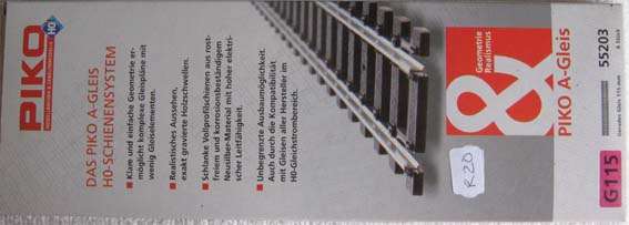 PIKO CODE 100 FINE SCALE TRACK - 6PCS STRAIGHT TRACK 115mm LONG (BOXED)