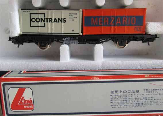 LIMA - CONTAINER WAGON WITH 2 CONTAINERS in HO SCALE (MINT BOXED)