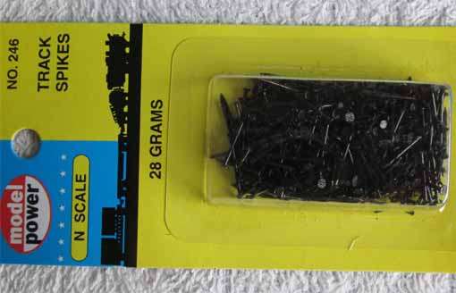 MODEL POWER - TRACK SPIKES 28 grams  in "N" SCALE (NEW CARDED)