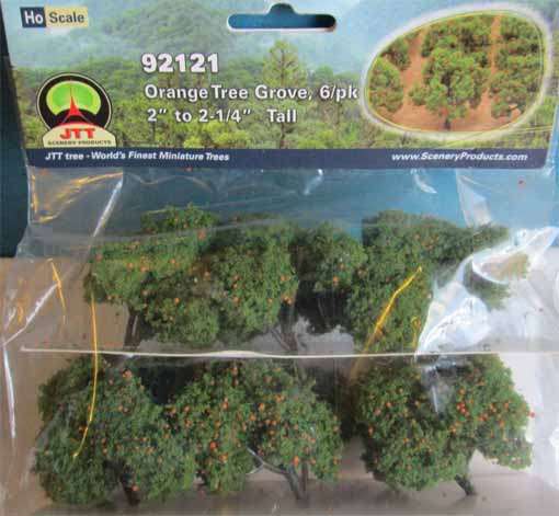 6 X ORANGE TREES 2" - 2 1/4" HO SCALE by JTT (NEW BAGGED)