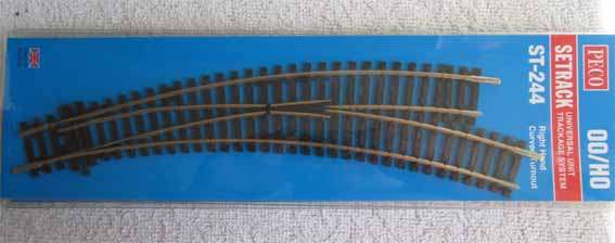 PECO HO SCALE - ST-244 RH CURVED POINTS - NEW CARDED