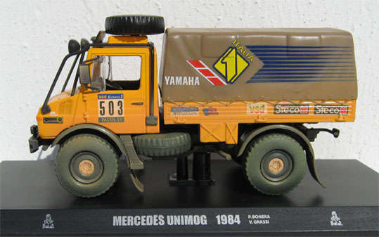 1984 MERCEDES UNIMOG - DAKAR - by DeAGOSTINI in 1/43 SCALE (NEW BUBBLE BOXED)