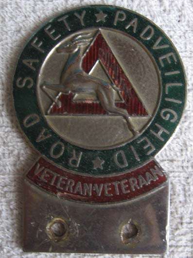 VETERAN ROAD SAFETY/VETERAAN PADVEILIGHEID CAR BADGE.