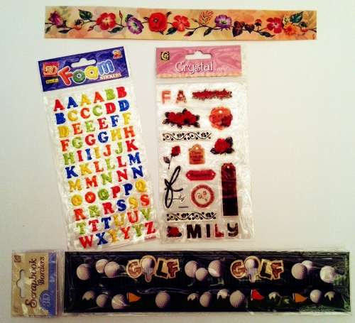 Scrapbooking Kit - Board, Paper, Border, Alphabet and Embellishments
