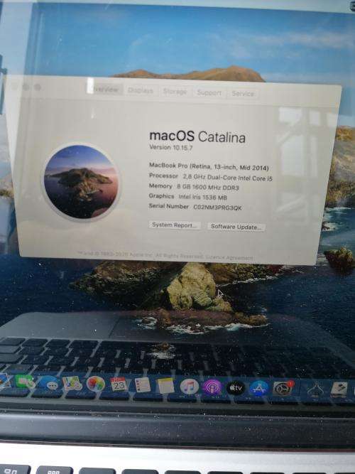 MACBOOK PRO 13 RETINA, MID 2014, CORE i5, 8GB, 256GB, 13 INCH RETINA - PLEASE READ