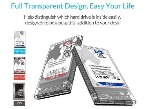EXTERNAL HARDDRIVES, 1TB, 2.5 INCH - WITH BEAUTIFUL TRANSPARENT HOUSING - USB 3