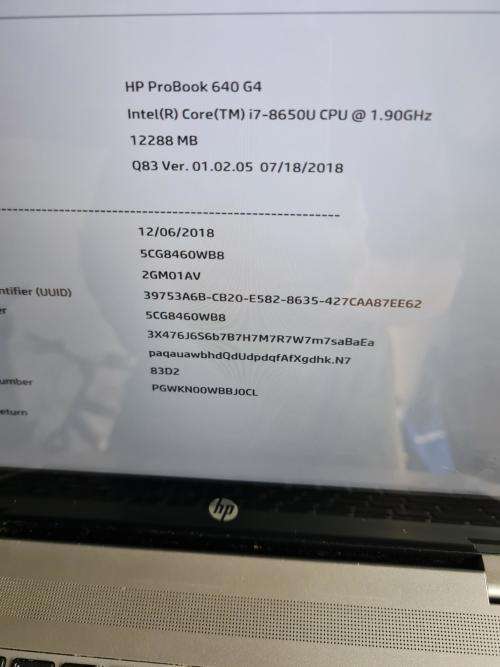 TOUCHSCREEN - HP PROBOOK 640 G4, CORE i7 8TH GEN, 16GB MEMORY, 256GB SSD HARD DRIVE, 14` TOUCSCREEN