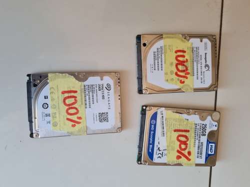 BULK LOT OF HARD DRIVES - 3 X 250GB-2.5 INCH - LAPTOP HARD DRIVES -ALL 100% HEALTH - ALL FOR ONE BID