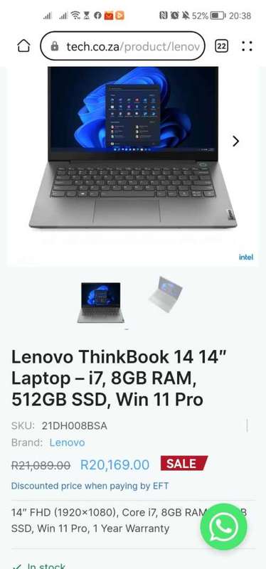 BRAND NEW OPEN BOX- LENOVO THINKBOOK 14 G4, CORE i7 12th GEN, 8GB, 512GB SSD, 14` FHD, WINDOW 11 PR0