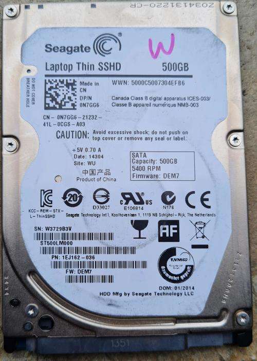 LAPTOP HARD DRIVE - 2.5 INCH - 500GB SSHD
