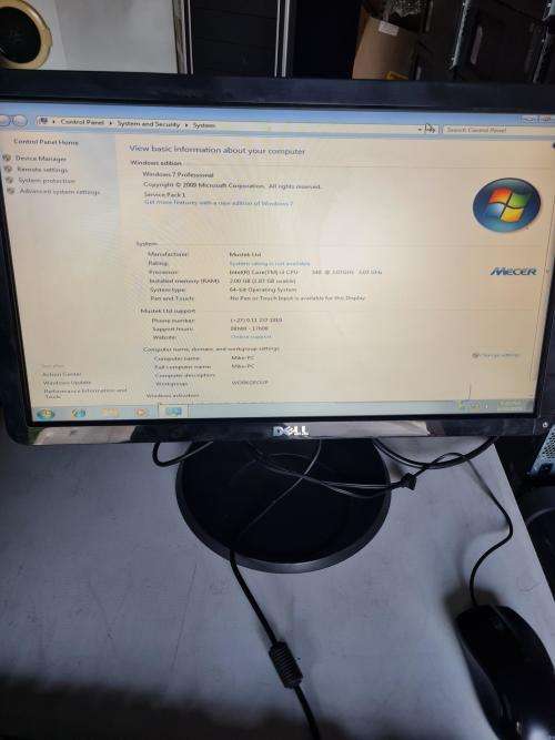 DESKTOP COMPUTER AND SCREEN - CORE i3 540, 2GB MEMORY, 500GB HARD DRIVE, 19 INCH DELL LCD SCREEN