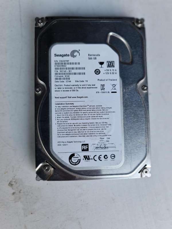 SEAGATE BARACUDA HARD DRIVE - DESKTOP HARD DRIVE - 3.5 INCH - 500GB - 100% HEALTH