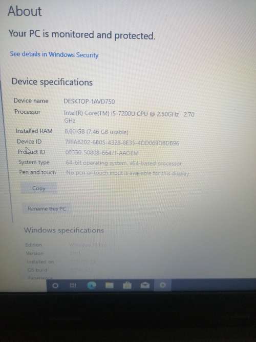 LENOVO THINKPAD E240, CORE i5 - 7200U, 8GB MEMORY, 500GB, 14 INCH SCREEN