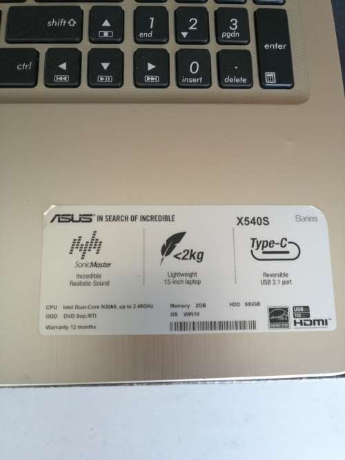 ASUS X540S,CELERON N3060, 2GB,500GB,15.6 INCH SCREEN,BRAND NEW BATTERY, WİTH CHARGER,WİTH BOX